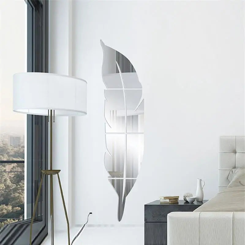 Mirror Feather Acrylic Wall Stickers