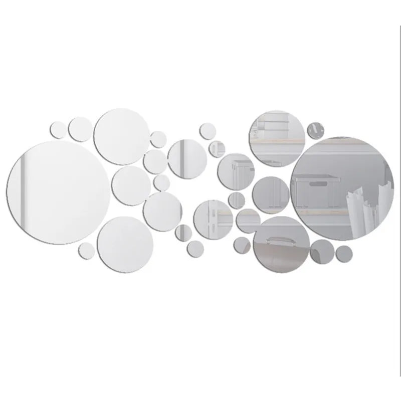 26-Piece 3D Round Acrylic Mirror Stickers