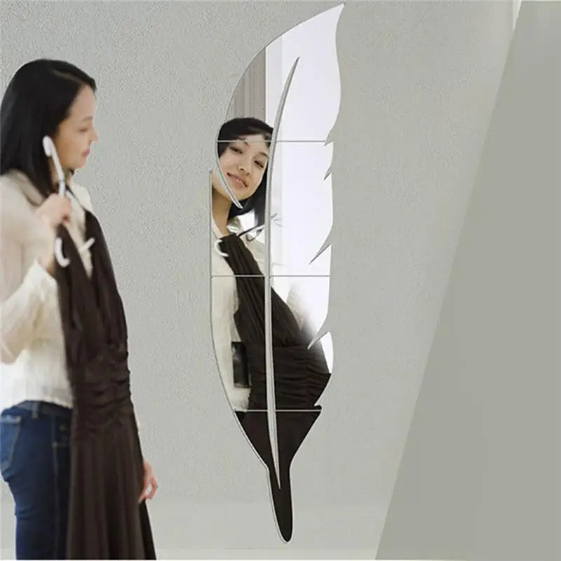 Mirror Feather Acrylic Wall Stickers