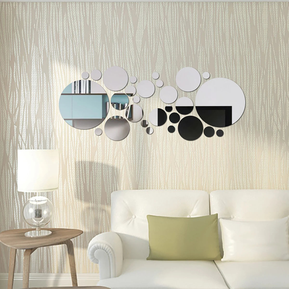 26-Piece 3D Round Acrylic Mirror Stickers