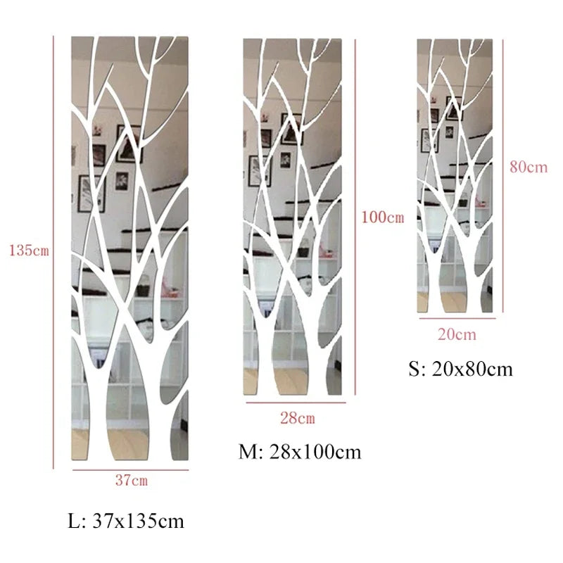 3D Acrylic Tree Mirror Wall Sticker